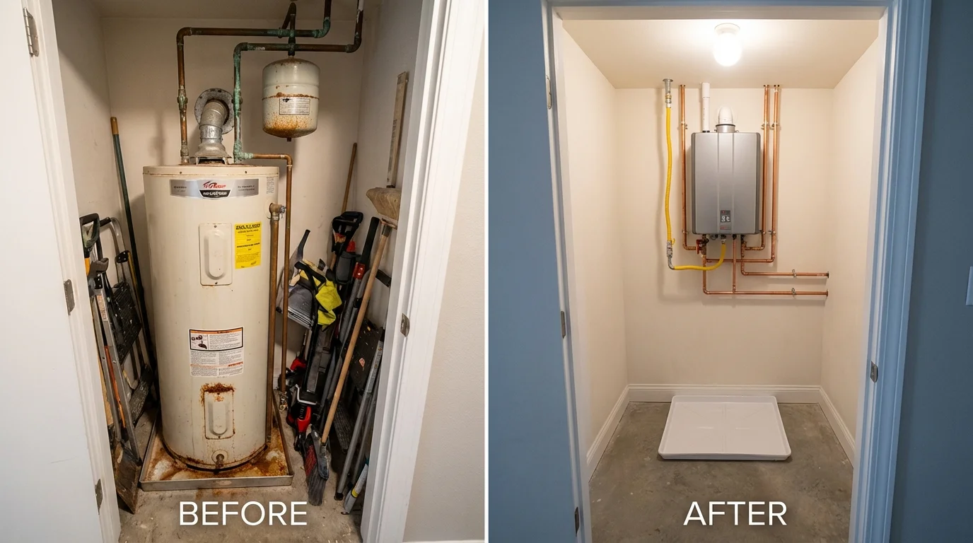 Tank water heater versus wall-mounted tankless unit comparison for San Gabriel, CA homeowners