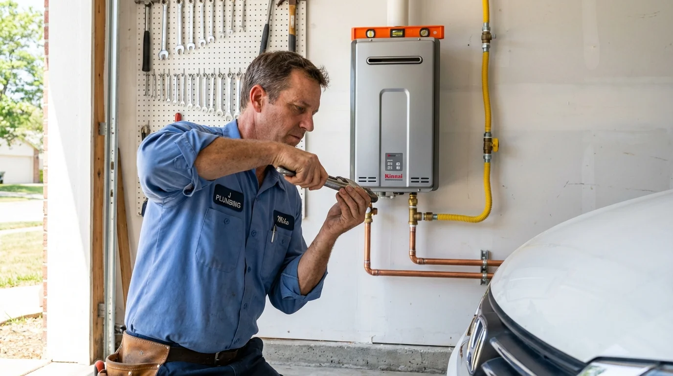 Tankless water heater installation by a Johns Plumbing LLC plumber in San Gabriel